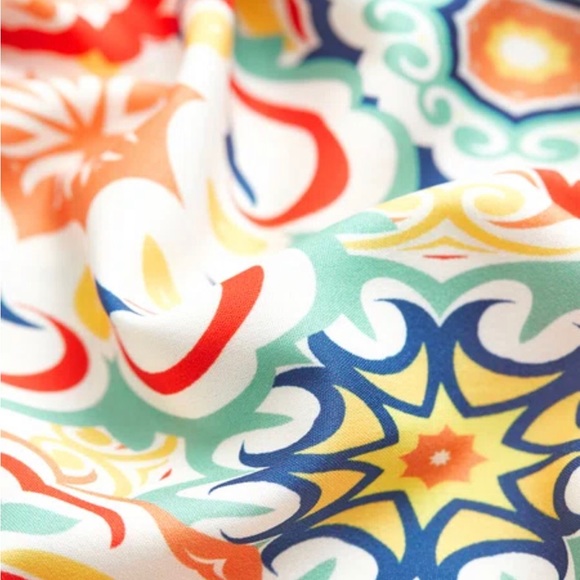 Chic Dress 3/4 Length Sleeve Multicolor Casual Summer Mini Dress Blue Orange - Picture 5 of 10